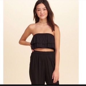 Hollister Black Ruffle Bandeau Top